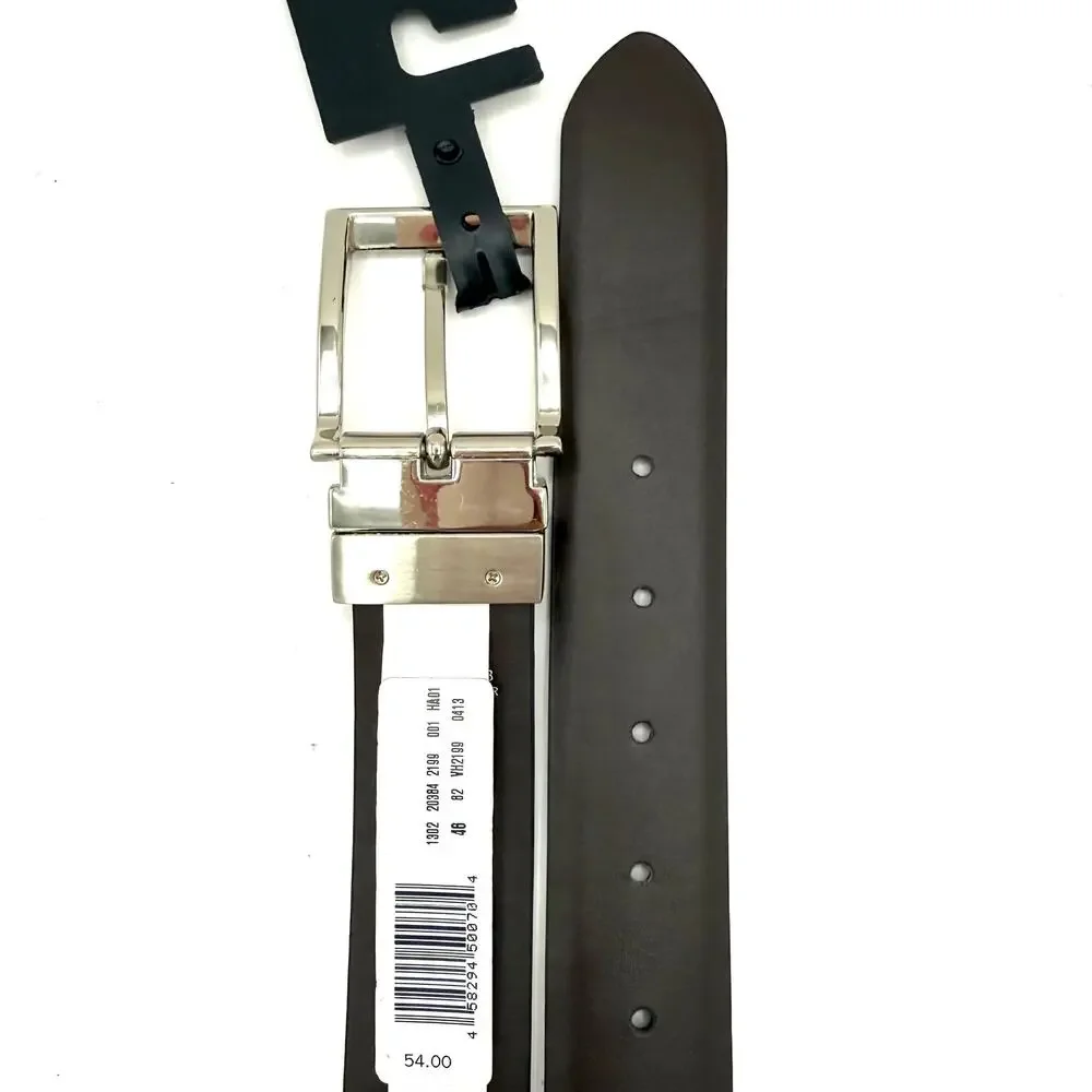 Van Heusen Men's Reversible Black Brown Leather Belt Size 46 Genuine‎ Leather